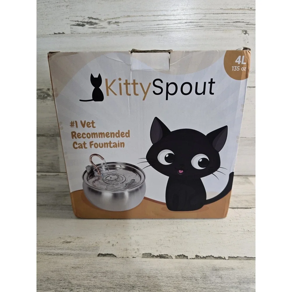 KittySpout Stainless Steel Cat Water Fountain 4L 135oz Silent Pump SMA-800